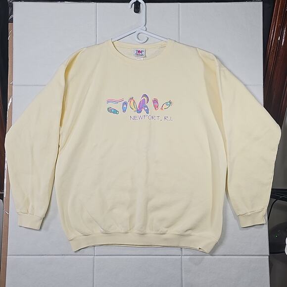 Vintage Top Threads Newport RI Flip Flops Graphic Crewneck Sweater Large - Picture 2 of 7